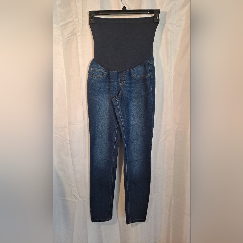 Maternity Indigo Blue Denim Blue Jean's Size 10 Medium Stretch Waist